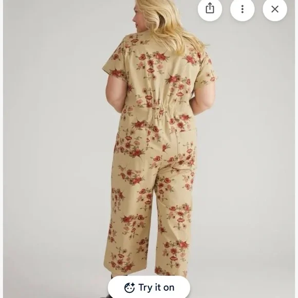 NWT UNIVERSAL STANDARD Kate Stretch Cotton Twill plus size denim Jumpsuit L (3X) - Picture 4 of 9